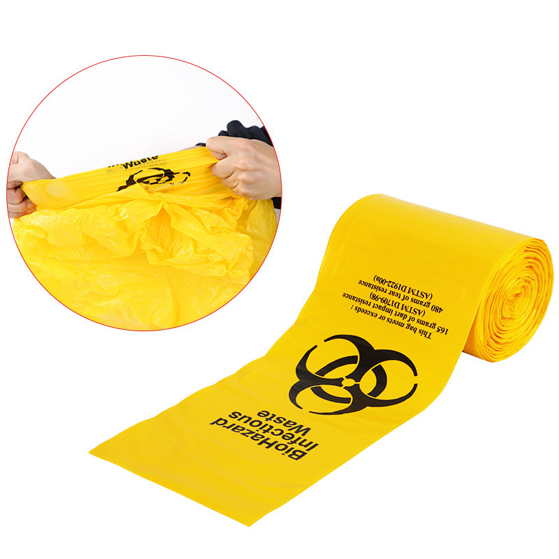 HDPE Material Plastic Printed Yellow Biohazard Healthcare Liners
