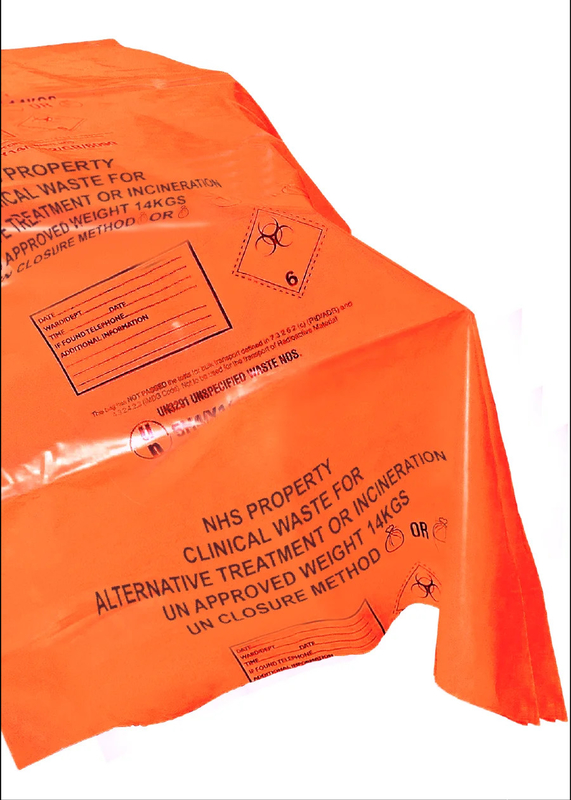 Extra Strength LDPE Hazardous Clinical Waste Bags Heavy Duty Orange