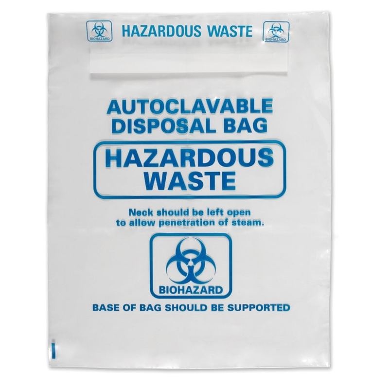 Clear 138 Degree PP Disposal Biohazard Waste Bag With Autoclave Indicator