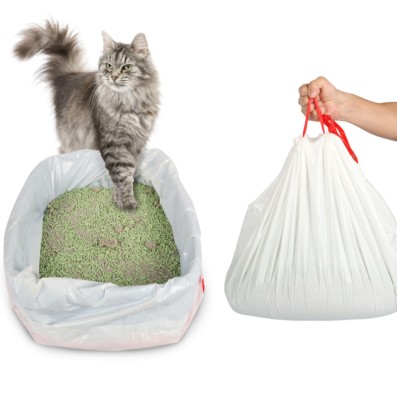 0.013-0.015mm Kitty Litter Box Liners , Large Drawstring Cat Litter Box Bags