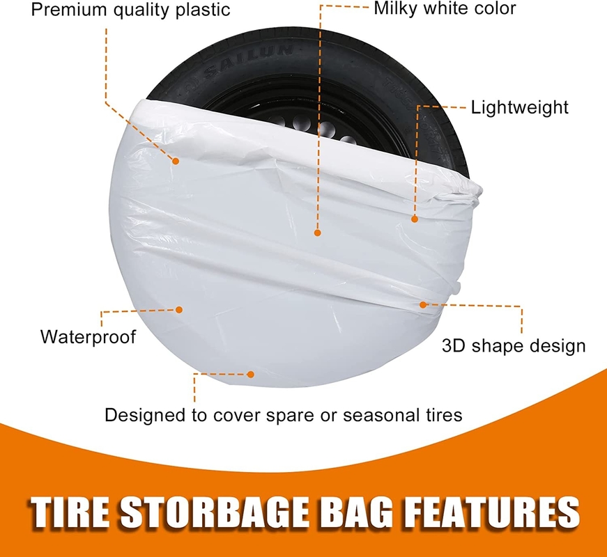 50 Micron LDPE Protective Car Tire Storage Bag 30x14x40 Inch