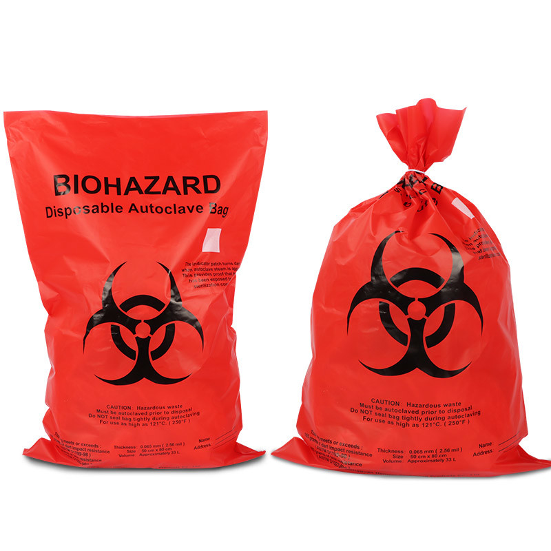 Red HDPE PP Bio Medical Waste Bags , Disposable Biohazard Bags For Hospital