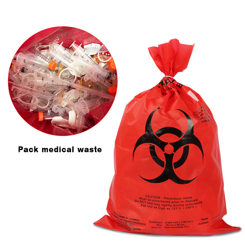 Red HDPE PP Bio Medical Waste Bags , Disposable Biohazard Bags For Hospital