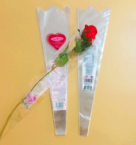 Portable Biodegradable Flower Sleeve Bag For Single Rose Fresh Bouquets
