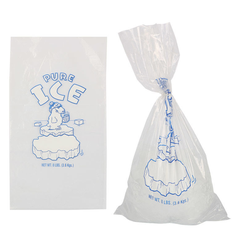 OEM ODM LDPE 8LB 5KG Ice Cube Plastic Bag Reusable With Drawstring