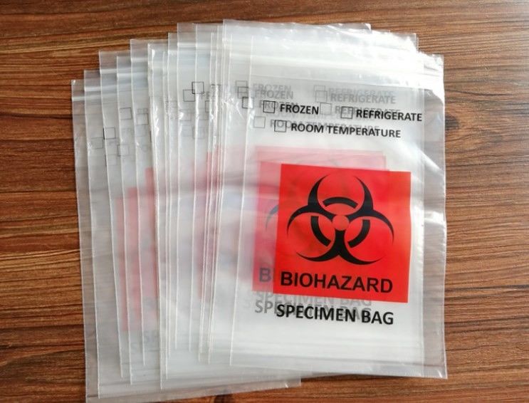 Plastic PE LDPE Ziplock Biohazard Specimen Bags Custom 3 4 Layers