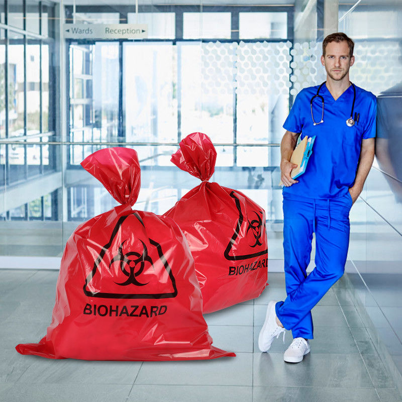 Large Thick 0.02mm 0.1mm Biohazard Plastic Bags For Hospital Waste