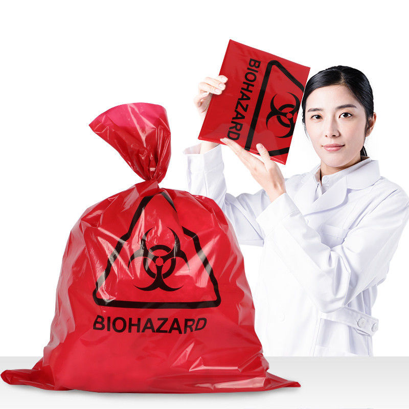 Large Thick 0.02mm 0.1mm Biohazard Plastic Bags For Hospital Waste