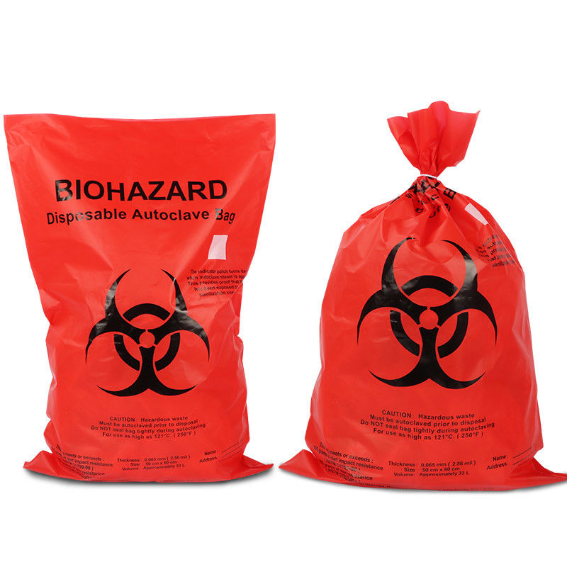 Red Yellow Autoclave Biohazard Plastic Bags For Hospital Clinical Waste bag, Medical waste bag