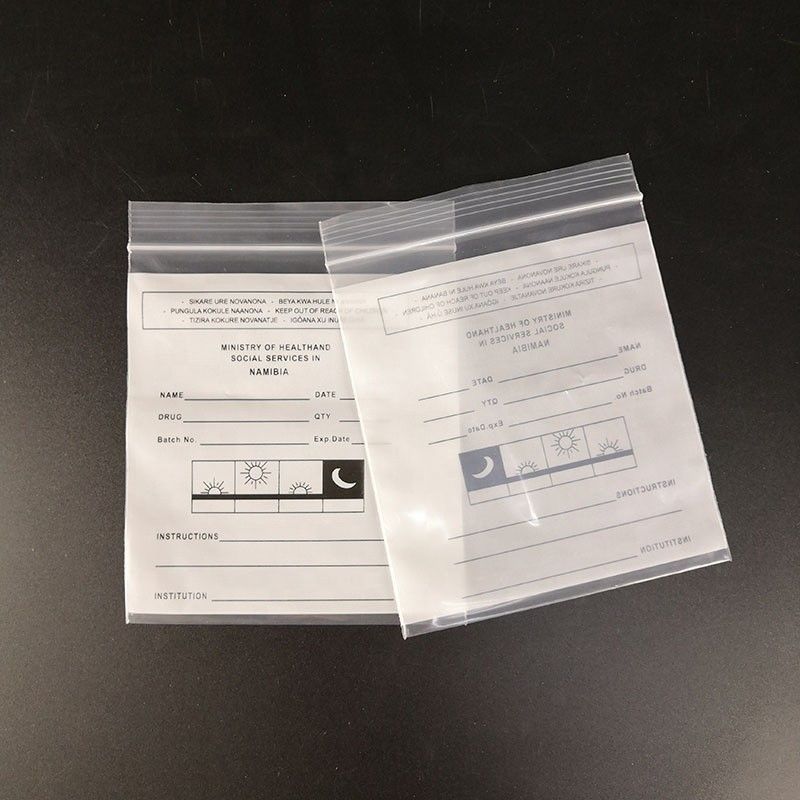 Waterproof LDPE Poly Plastic Bag Medicine Ziplock For Pill Dispensing