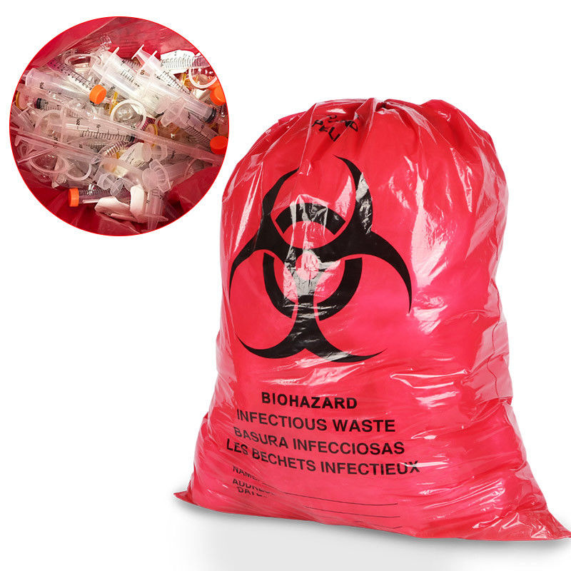 PP HDPE LDPE Biohazard Plastic Bags For Hospital Medical Waste