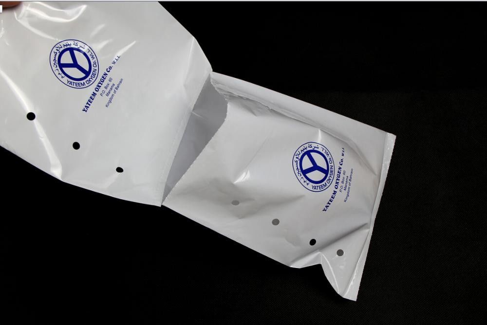LDPE Plastic Single Side Opening Pre Opened Perforated Bags