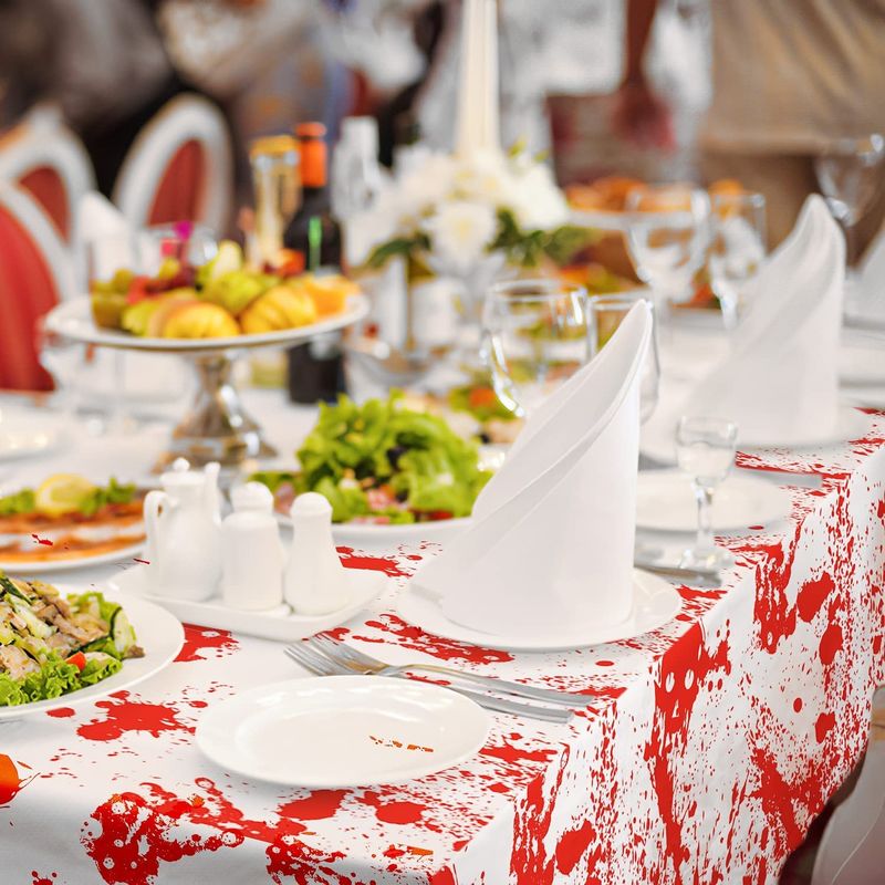 Customized Disposable LDPE Bloody Handprint Tablecloth For Halloween