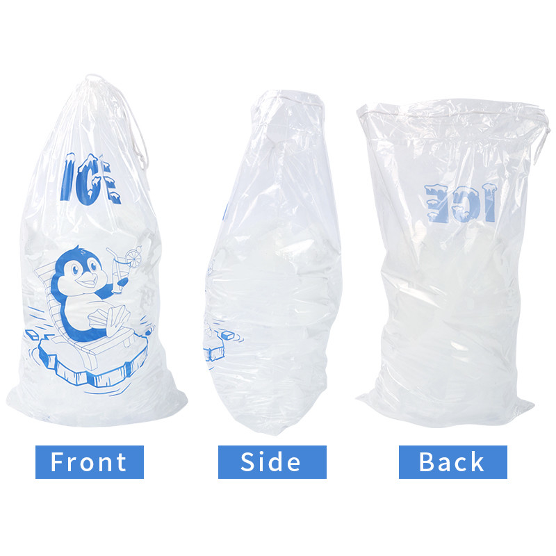 10Lb LDPE Plastic Ice Bags With Drawstring Closure