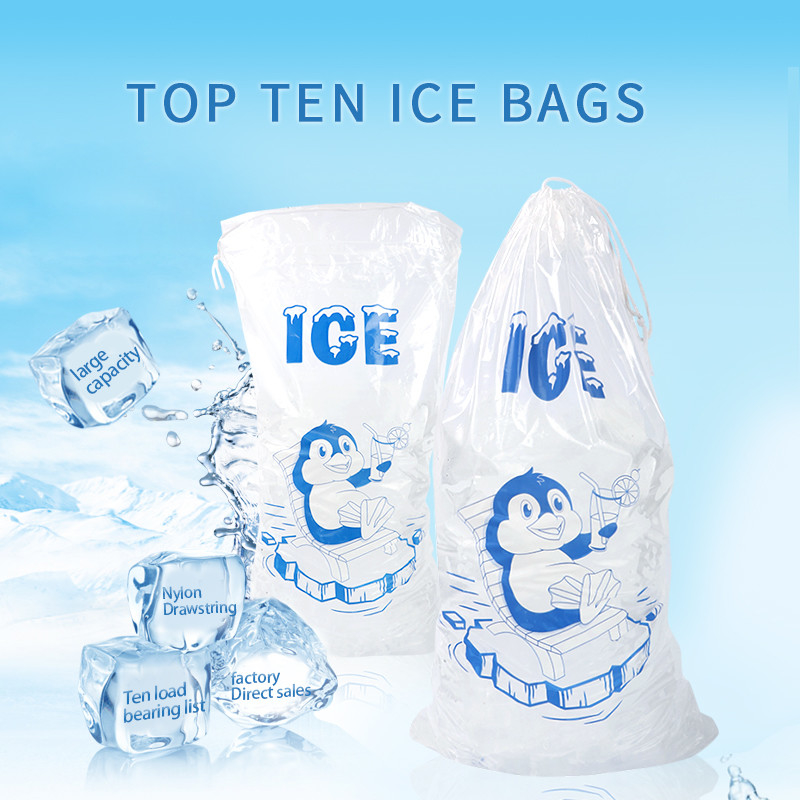 10Lb LDPE Plastic Ice Bags With Drawstring Closure