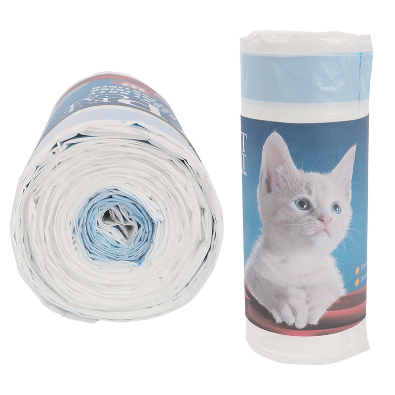 Biodegradable Drawstring Cat Litter Box Liner , 0.013-0.015mm Cat Litter Waste Bags