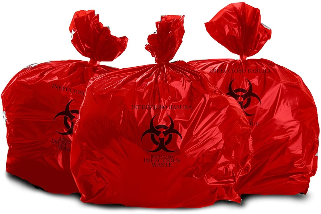 Heavy Duty 10 Gallon Professional Grade Roll Of 100 Biohazard Waste Disposal Bags