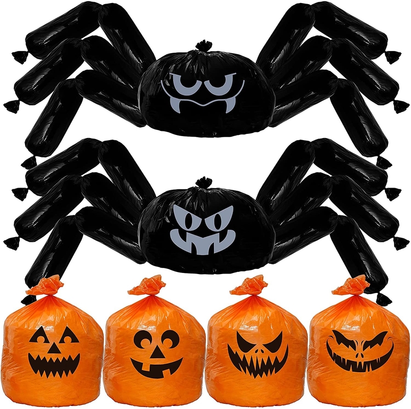 Halloween Jumbo Spider Pumpkin Lawn Leaf Bags Party Decor