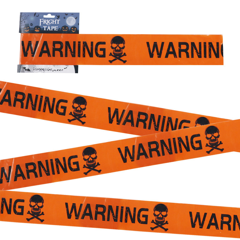 Decoration 0.1mm Thick Halloween Fright Tape Orange Warning 30ft Plastic