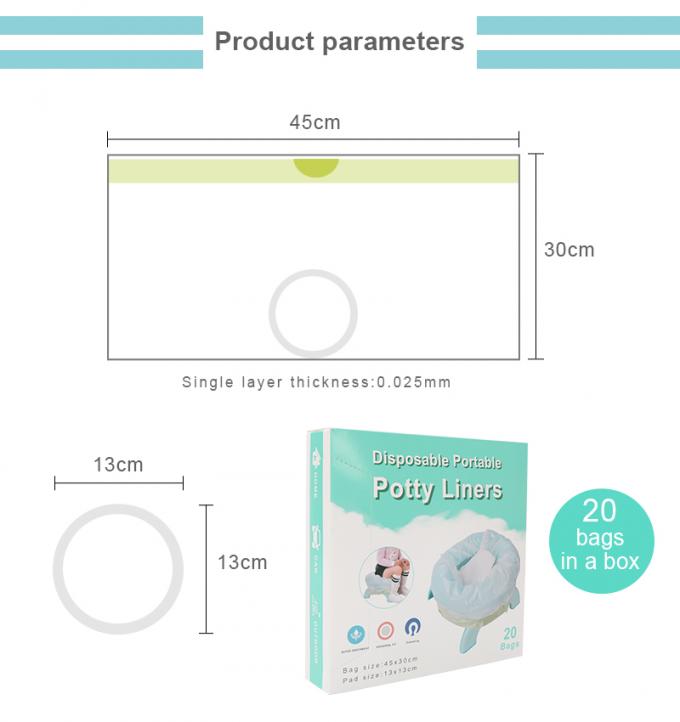 White LDPE Plastic Portable Travel Universal Potty Chair Liners With