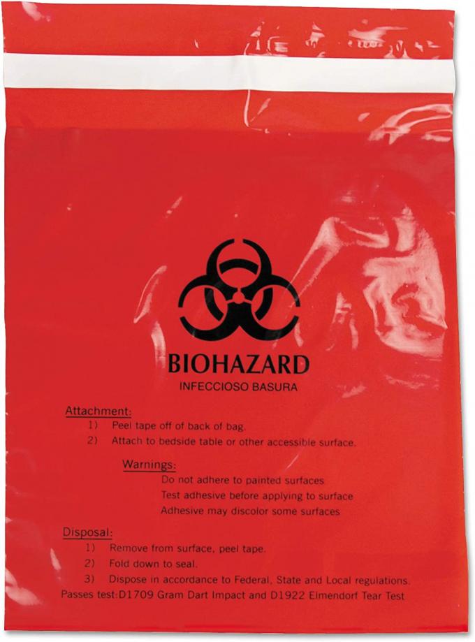 LDPE Red Bag Biomedical Waste With Double Adhesive Tapes