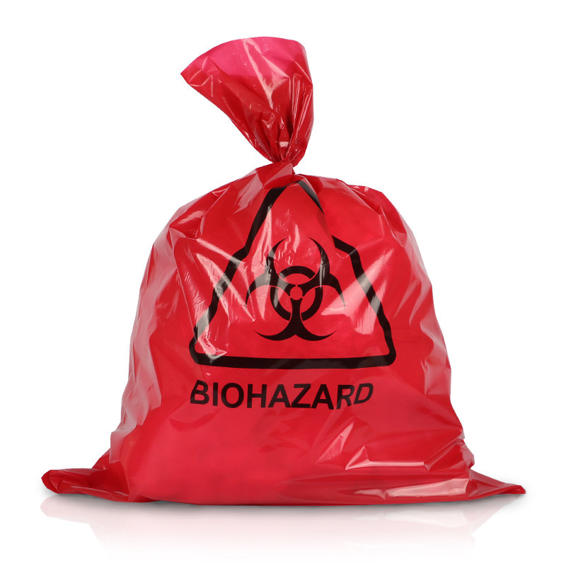 Custom Autoclave ISO9001 Red Medical Waste Bags 65MIC LDPE HDPE