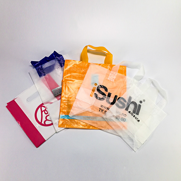 Milky Thick 0.08mm Custom Plastic Shopping Bag With Die Cut Handles