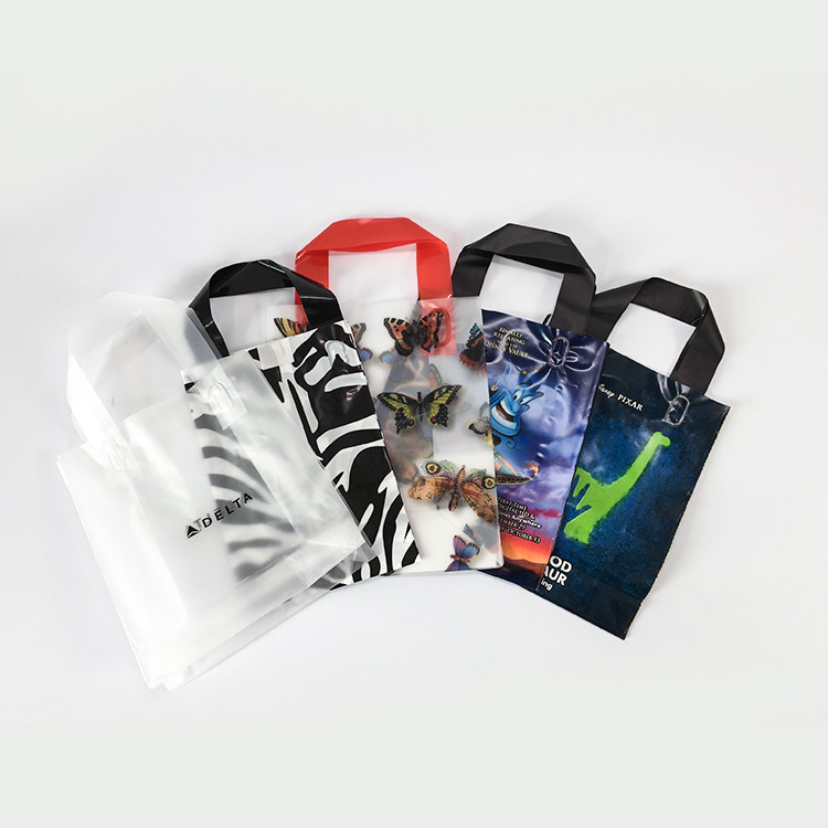 Biodegradable 40 micron Custom Plastic Shopping Bag With Loop Handle