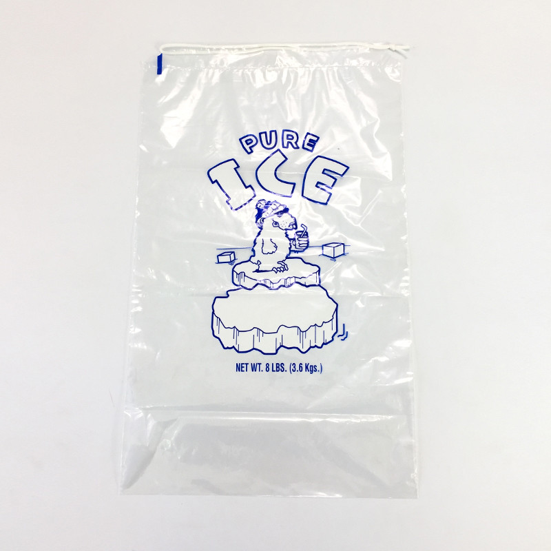 Durable Heavy Duty Plastic 8 lb ice bags with drawstring 11x19 Inch