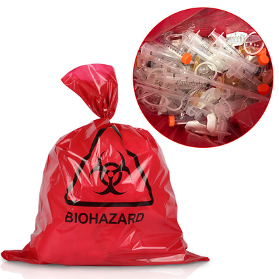 PP Red 135 Degree Biohazard Plastic Bag Autoclave For Medical