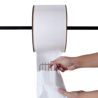 White Front Clear Back Auto-Bagging Pre-Opened Poly Bags For Industrial Machines