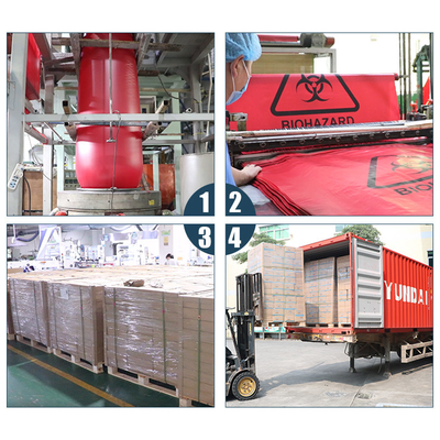 Red Isolation Infectious Biohazard Waste Bag High Density 17 Microns 40-45 Gallon