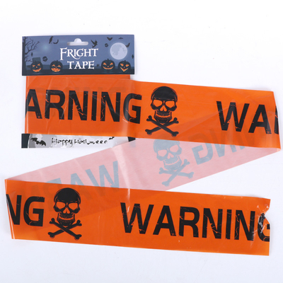 Decoration 0.1mm Thick Halloween Fright Tape Orange Warning 30ft Plastic
